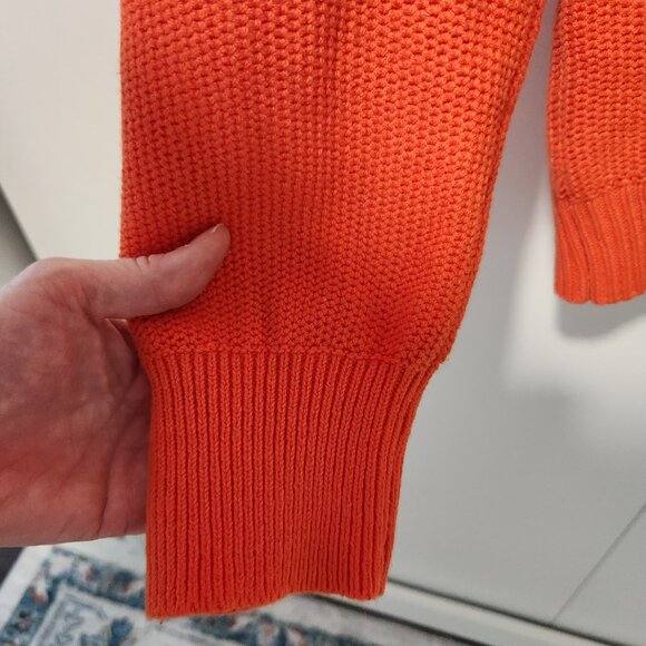 Ann Taylor LOFT Long Sleeve Women's Orange V-neck Ribbed Sweater-Medium - Picture 5 of 7